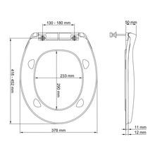 Teknisk ritning av en toalettsits med mått
