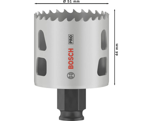 Bosch hålsåg med en diameter på 51 millimeter och en höjd på 44 millimeter.