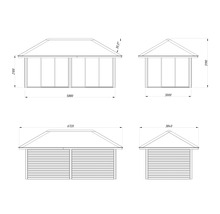 Paviljong PALMAKO Bianca Slide 16,6m² set 202 588x300cm doppimpregnerad grå