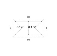 Planritning av ett trädgårdshus med dimensioner