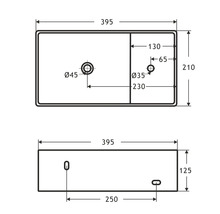 Teknisk ritning av ett handfat med dimensioner