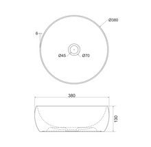 Teknisk ritning av en tvättställsskål med mått