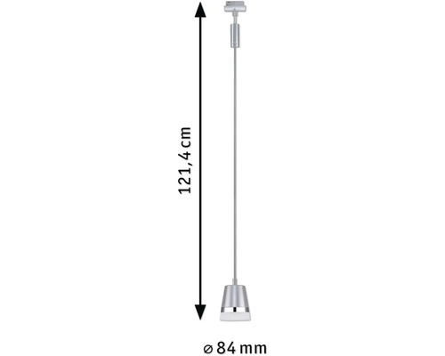 Mått på en pendellampa: höjd 121,4 cm, diameter 84 mm