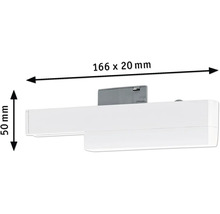 Bild av dimensionerna för en lampa: 166 x 20 millimeter bred, 50 millimeter hög