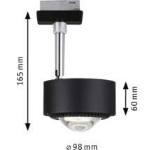 Svart takspotlight med måtten 165 mm höjd och 98 mm diameter