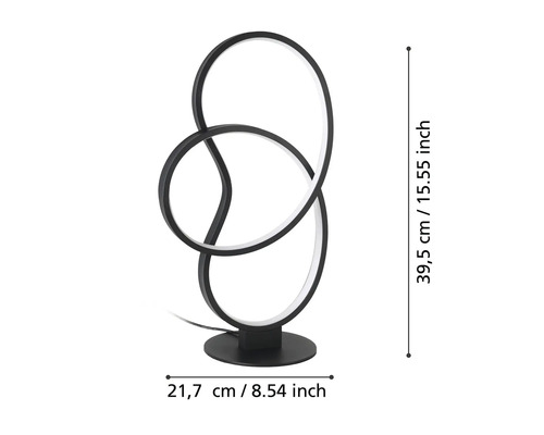 Dekorativ bordslampa med måtten 39,5 cm hög och 21,7 cm bred