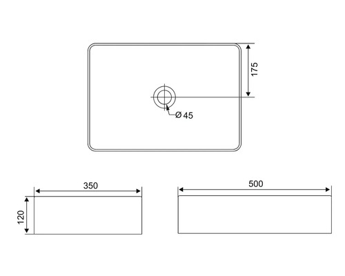 Teknisk ritning tvättställ med måttangivelser