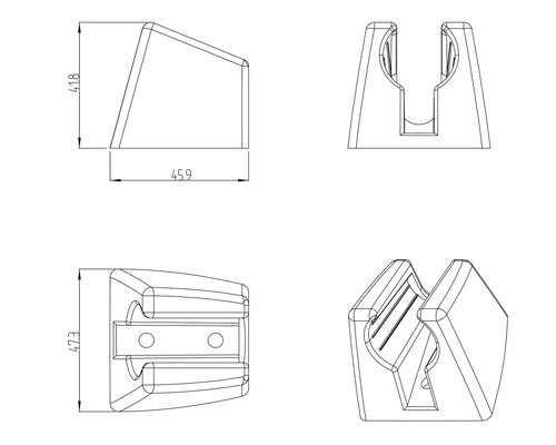 Teknisk ritning av ett duschhuvudfäste med mått