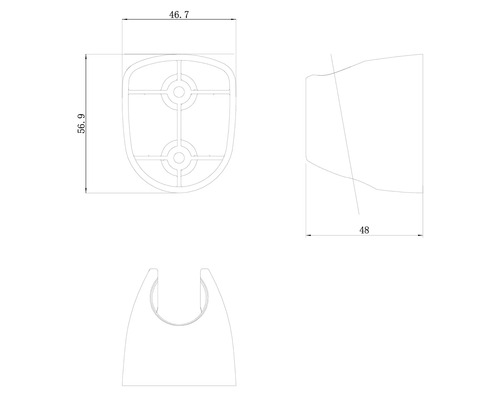 Teknisk ritning av ett duschhuvudhållare med dimensioner