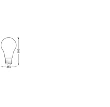Skiss av en glödlampa med storleksangivelser