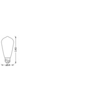 Teknisk ritning av en glödlampa med storleksangivelser
