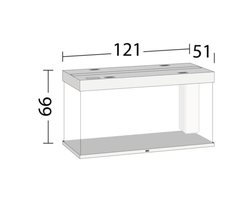 Bild av ett akvarium med måtten 121 x 51 x 66 centimeter