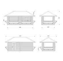 Paviljong PALMAKO Bianca set 112 16,6m² obehandlad