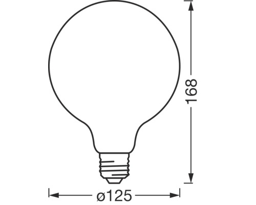 Teknisk ritning av en glödlampa med mått