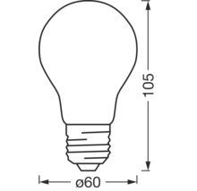 Skiss av en glödlampa med dimensioner