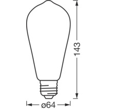 Lampans mått: 64 mm diameter, 143 mm höjd
