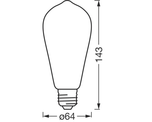 Lampans mått: 64 mm diameter, 143 mm höjd