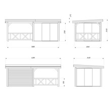 Paviljong PALMAKO Lenna Slide 16,6m² set 404 588x300cm doppimpregnerad