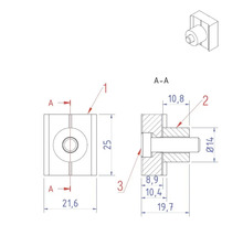Teknisk ritning av ett fästelement med mått