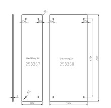 Teknisk ritning av glasfyllningar med mått