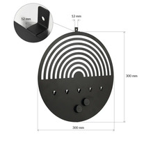 Rund magnetisk anslagstavla med krokar och mått 300 mm