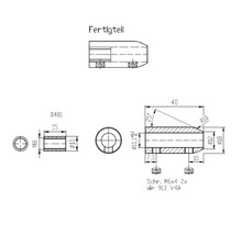 Teknisk ritning av en färdig komponent med dimensioner
