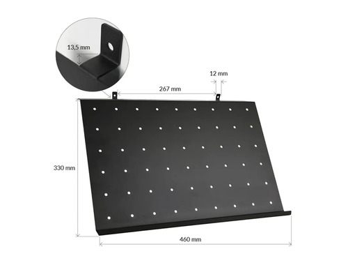 Perforerad verktygstavla som mäter 460 mm gånger 330 mm