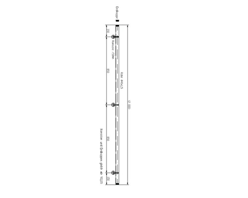 Teknisk ritning av ett rör med konsol och ändstycke