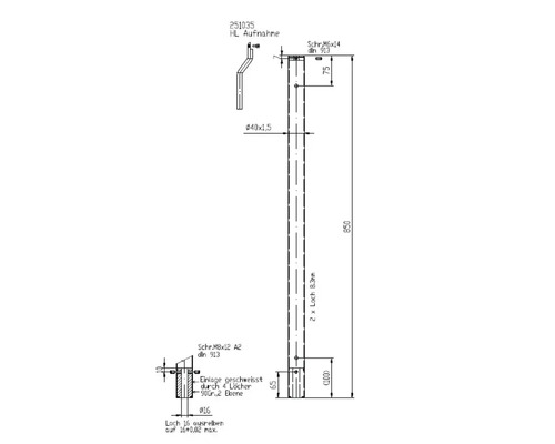 Teknisk ritning av en HL-inspelning med mått och detaljer