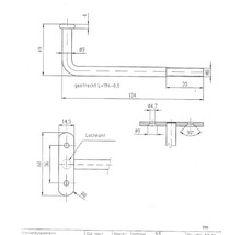 Teknisk ritning av ett handtag med mått