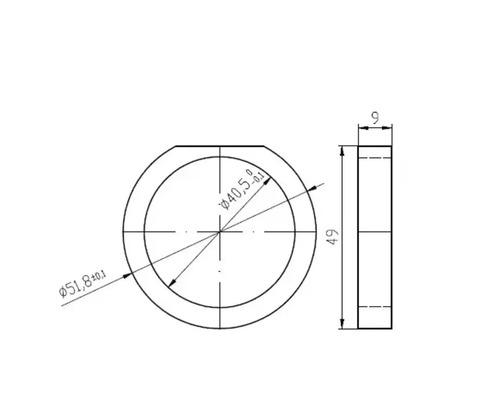 Teknisk ritning av en ring med mått