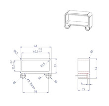 Teknisk ritning av enhetsfot med måttangivelser