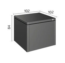 Mått på en grå toalettpappersbehållare: 84 x 102 x 102 centimeter
