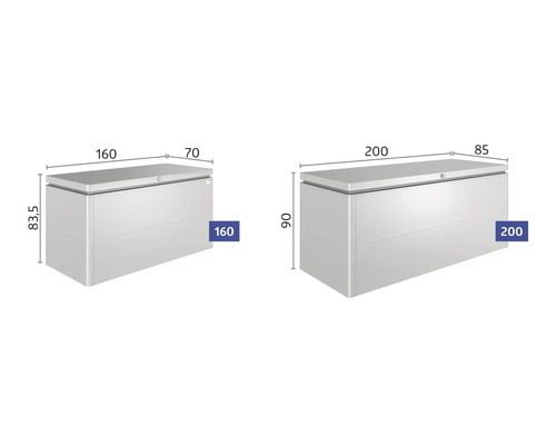 Bild på två förvaringsboxar med storleksangivelser