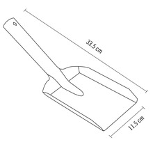 Skiss av en planteringsspade med måtten 33,5 cm lång och 11,5 cm bred