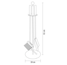 Eldställ med en höjd på 61 centimeter och en bredd på 18 centimeter.