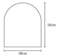 Skiss av en valvbåge som mäter 100 gånger 120 centimeter