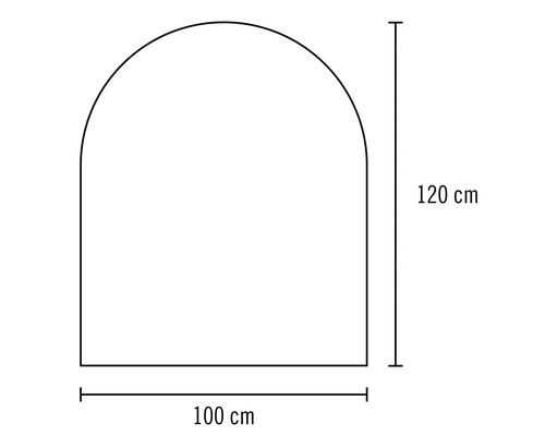 Skiss av en valvbåge som mäter 100 gånger 120 centimeter