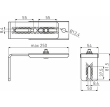 Teknisk ritning av ett fäste med mått