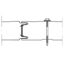 Detaljbild av ett fästelement och en skruv för takplattor