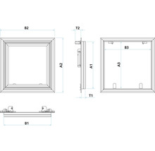 Teknisk ritning av en revisionsram med måttangivelser