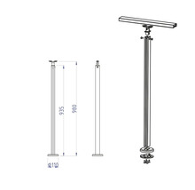 Teknisk ritning av en räcke med mått