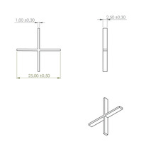 Teknisk ritning av fogkors med mått