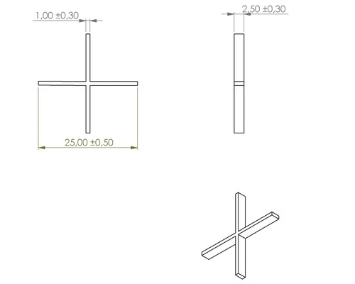 Teknisk ritning av fogkors med mått
