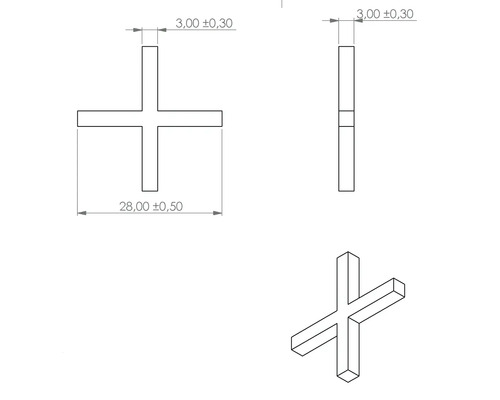 Teknisk ritning av ett fogkryss med mått.