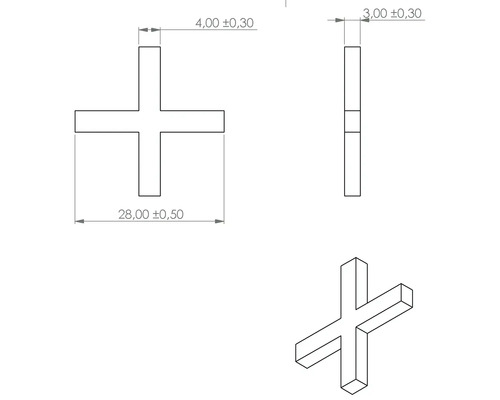 Teknisk ritning av fogkryss med måttangivelser