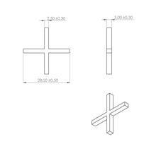 Teknisk ritning av ett fogkryss med dimensioner