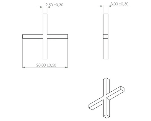 Teknisk ritning av ett fogkryss med dimensioner