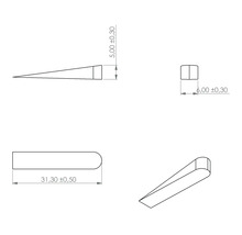 Teknisk ritning av en kil med mått