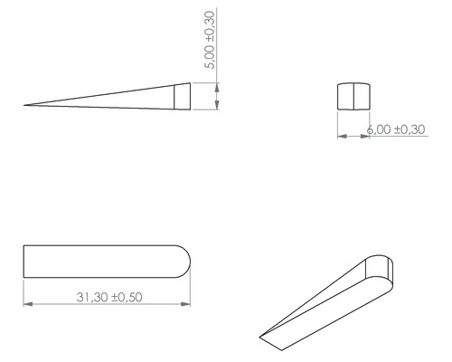 Teknisk ritning av en kil med mått